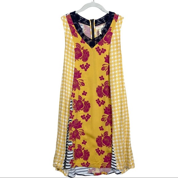 Matilda Jane Golden Key Yellow Mixed Print Dress - Picture 1 of 11